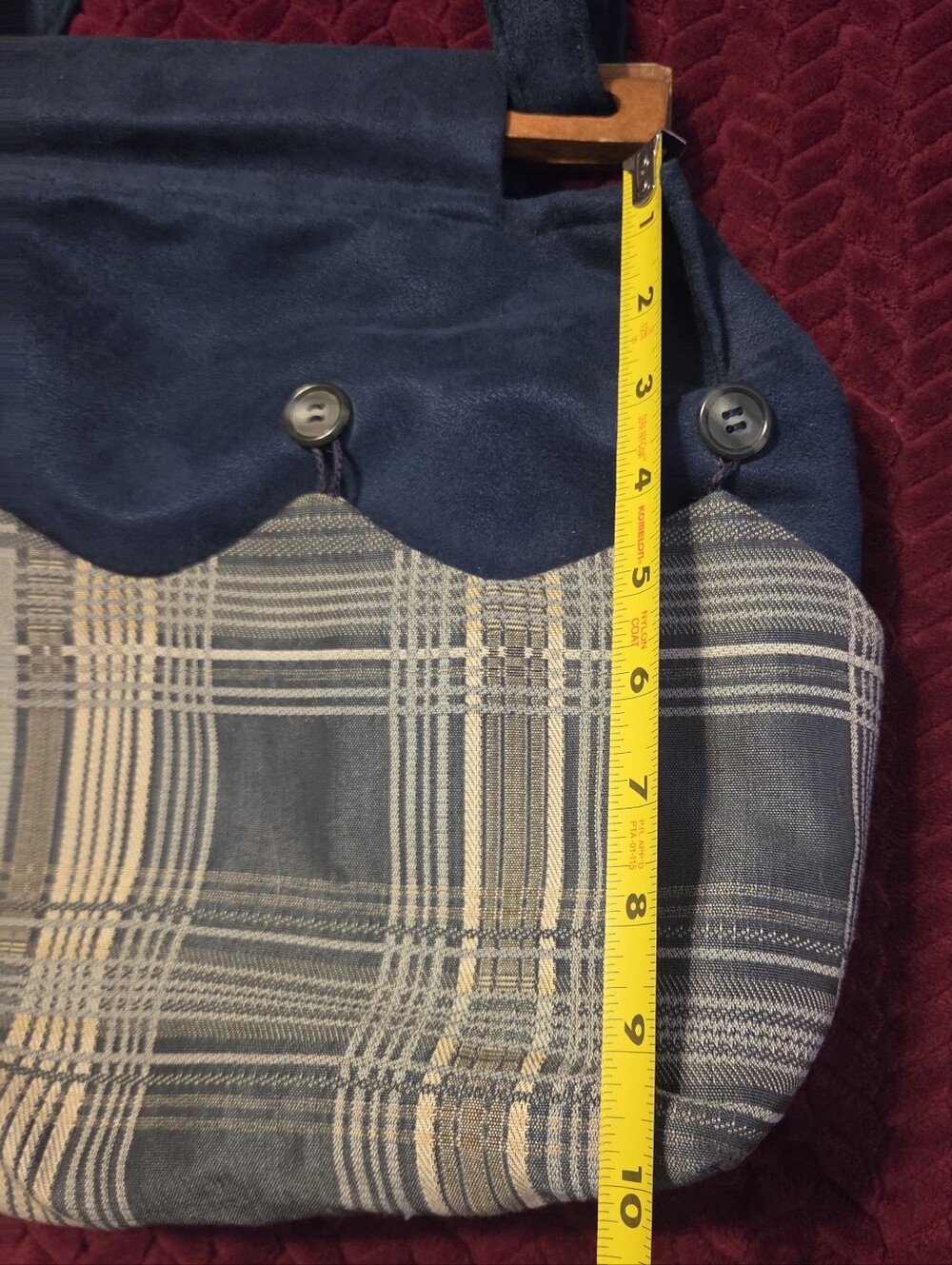 Vtg *Longaberger Navy Plaid Canvas Hand Or Shoulder Bag - Picture 6 of 9